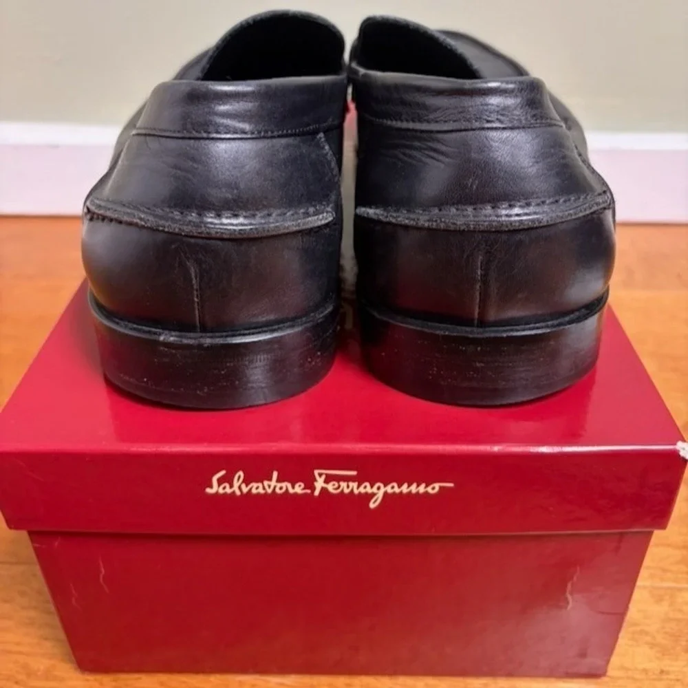 Salvatore Ferragamo Lion Mens Dress Shoes Sz 10ee Black Leather Special Occasion